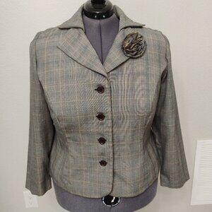Danny & Nicole Plaid Fitted Blazer – Size 16W – Gently Worn